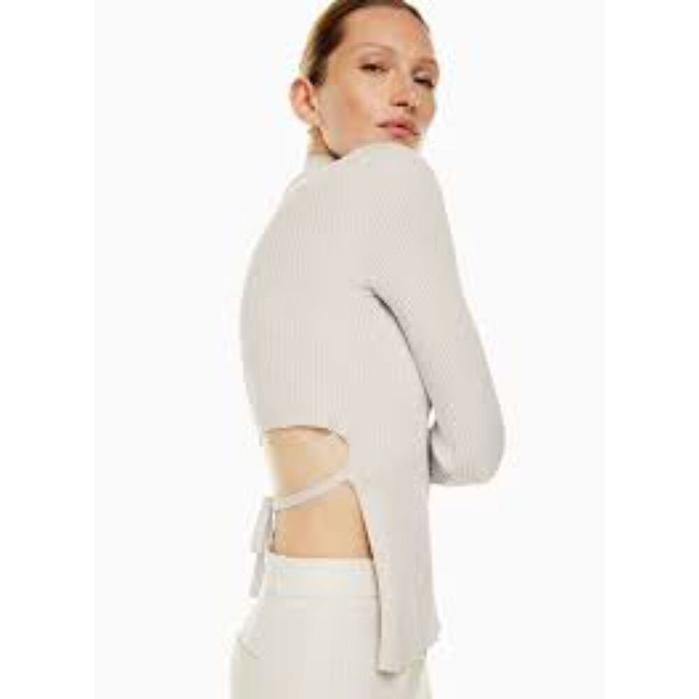 Babaton for Aritzia Cream Sculpt Tie Back Long Sleeve Size XS